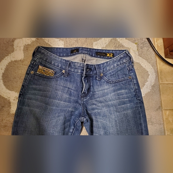 Express x2 Bejeweled Straight Leg Jeans Size 2 - Picture 2 of 7